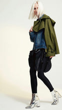 Load image into Gallery viewer, Two-Toned Olive Denim Jacket
