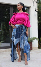 Load image into Gallery viewer, Boho Denim Patched Maxi Skirt
