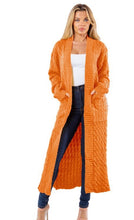 Load image into Gallery viewer, Cable Knit Maxi Cardigan (Orange/Red)
