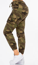 Load image into Gallery viewer, Camo Cargo Drawstring Joggers (PLUS)
