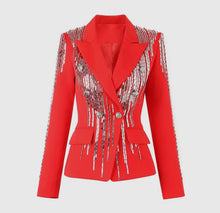 Load image into Gallery viewer, Hot Red Beaded Blazer
