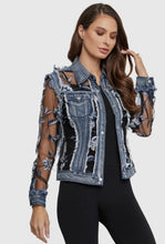 Load image into Gallery viewer, Denim &amp; Black Sheer Jacket!
