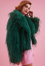 Load image into Gallery viewer, Hand Cut Mongolian Fur Knitted Jacket (Green, Black)

