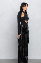 Load image into Gallery viewer, Black Cut-out Long Bodysuit
