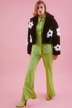 Load image into Gallery viewer, Black &amp; White Retro Bloom Faux Fur Cropped Jacket
