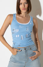 Load image into Gallery viewer, Ice Blue &amp; White Tank Top
