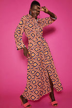 Load image into Gallery viewer, Silk Blend Geometric Print Maxi Shirt Dress
