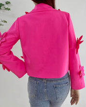 Load image into Gallery viewer, Hot Pink Flower Cropped Blazer
