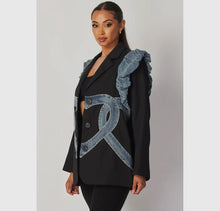 Load image into Gallery viewer, Heart-Shaped Denim Accent Blazer
