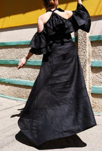 Load image into Gallery viewer, Black Long Linen Ruffle Maxi Dress
