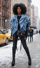 Load image into Gallery viewer, Denim Runway Twisted Vest (Dark &amp; Light Denim)
