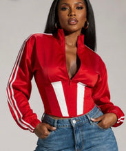 Load image into Gallery viewer, Red &amp; White Detachable Corset Track Jacket
