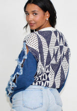 Load image into Gallery viewer, Star Sleeve Knit Denim Top
