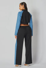 Load image into Gallery viewer, Retro Chic Denim &amp; Black Tracksuit Set
