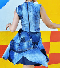Load image into Gallery viewer, Denim All Over Patchwork Dress

