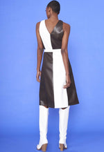 Load image into Gallery viewer, Faux Leather Color Block Midi Dress
