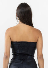 Load image into Gallery viewer, Black Faux Leather Strapless Top
