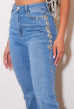 Load image into Gallery viewer, High Rise Bootcut Jeans with Gem Stones
