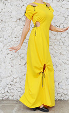 Load image into Gallery viewer, Yellow Sweatshirt Dress with Holes
