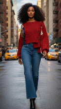 Load image into Gallery viewer, Tandy’s Zipper Knit Sweater (Red/Khaki)
