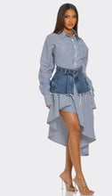 Load image into Gallery viewer, Blue Striped Shirt Dress
