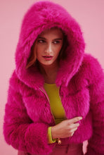Load image into Gallery viewer, Hooded Bamboo Faux Fur Puffer Jacket (White, Green, Fuschia)
