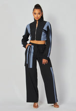 Load image into Gallery viewer, Nylon Color Block Pants Set
