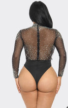 Load image into Gallery viewer, Black/Silver Rhinestone Bodysuit
