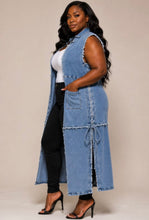 Load image into Gallery viewer, Distressed Side Lace Up Maxi Vest (PLUS)
