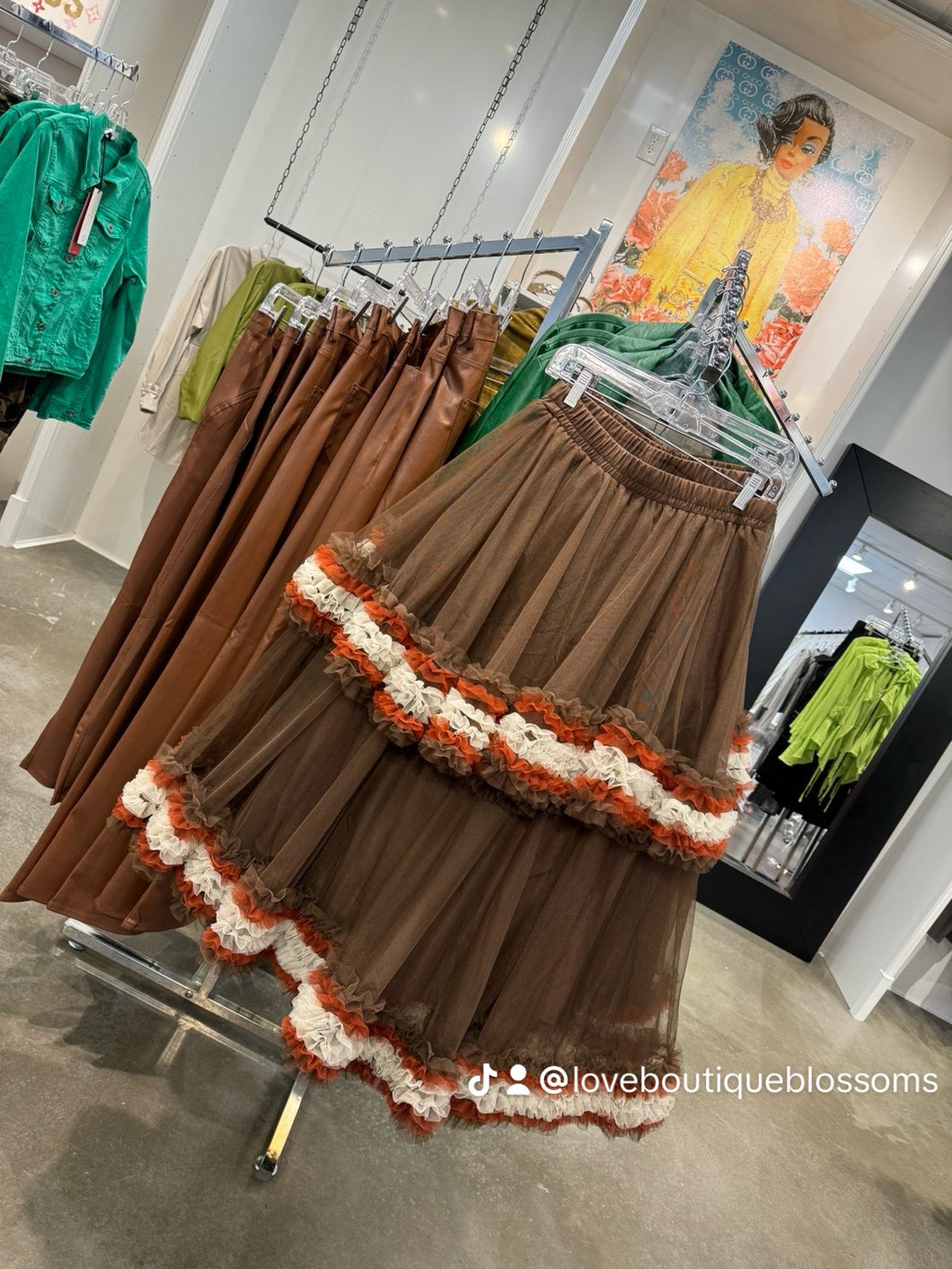 Coffee Layered Tulle Skirt