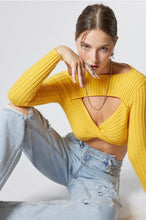 Load image into Gallery viewer, Yellow Front Twisted Knit Top
