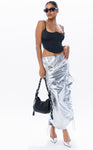 Silver Ruched Cargo Skirt