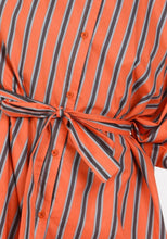 Load image into Gallery viewer, Orange Contrast Striped Midi Shirt Dress
