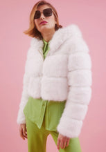 Load image into Gallery viewer, Hooded Bamboo Faux Fur Puffer Jacket (White, Green, Fuschia)

