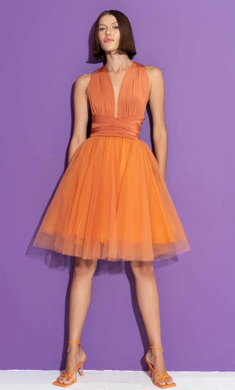 TuTu Halter Dress (Orange/Lilac)