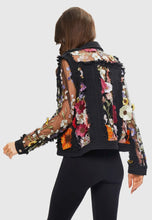 Load image into Gallery viewer, Black Denim Floral Jacket
