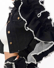 Load image into Gallery viewer, Black Cropped Ruffle Sleeve Jacket
