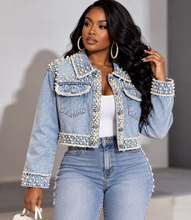 Load image into Gallery viewer, Hand Beaded Denim Jacket
