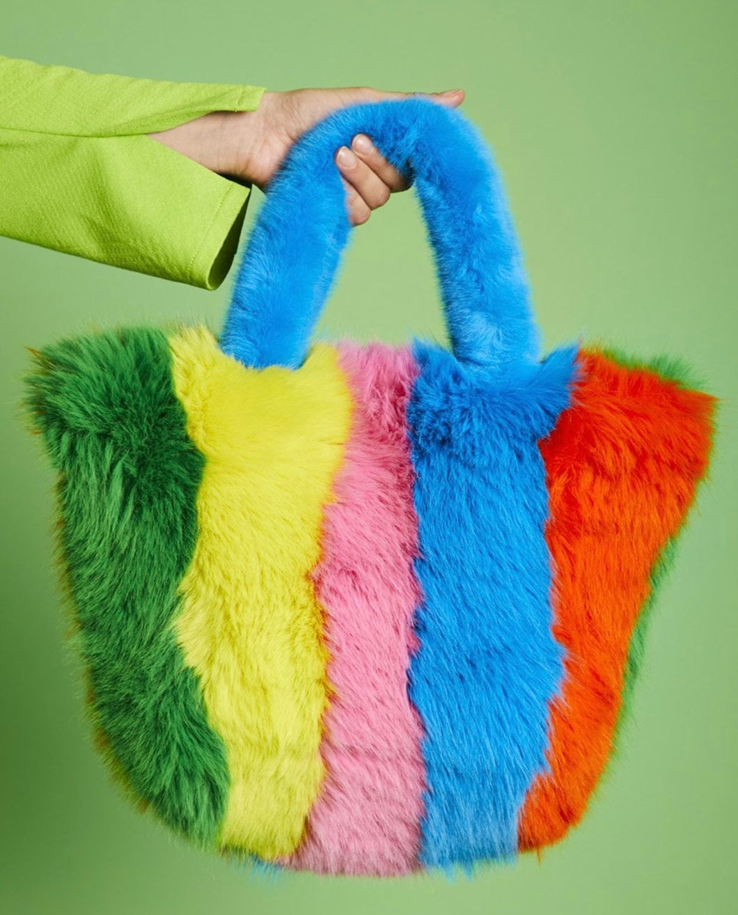 Multi Color Bamboo Faux Fur Bag