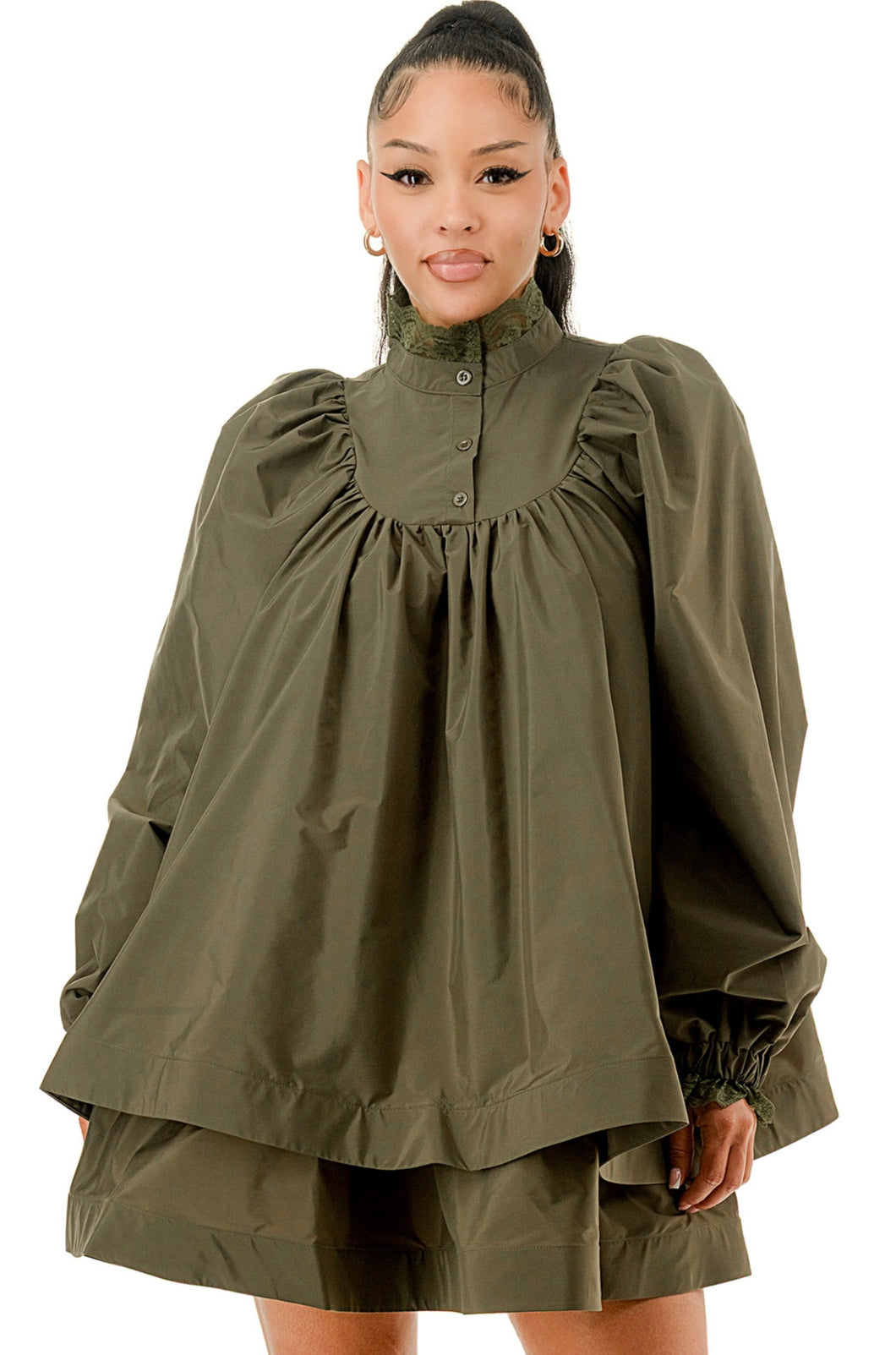Olive Baby Doll Dress/Top