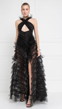 Load image into Gallery viewer, Black Tiered Ruffle Mesh Dress
