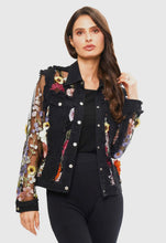 Load image into Gallery viewer, Black Denim Floral Jacket
