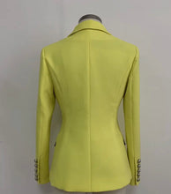 Load image into Gallery viewer, Yellow Double Breasted Slim Fit Blazer
