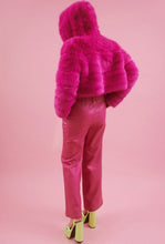 Load image into Gallery viewer, Hooded Bamboo Faux Fur Puffer Jacket (White, Green, Fuschia)
