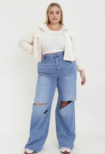 Load image into Gallery viewer, Medium Stone High Rise Cut Detail Jeans (PLUS)
