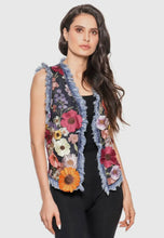 Load image into Gallery viewer, Denim Vest with Floral Embordiery
