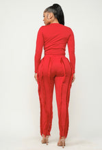 Load image into Gallery viewer, Red Fringe Pants Set

