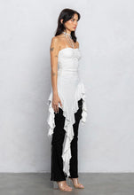 Load image into Gallery viewer, White Asymmetric Top with Ruffle Fringe
