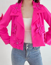 Load image into Gallery viewer, Hot Pink Flower Cropped Blazer
