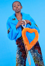 Load image into Gallery viewer, Blue Faux Fur Sequins Star Jacket
